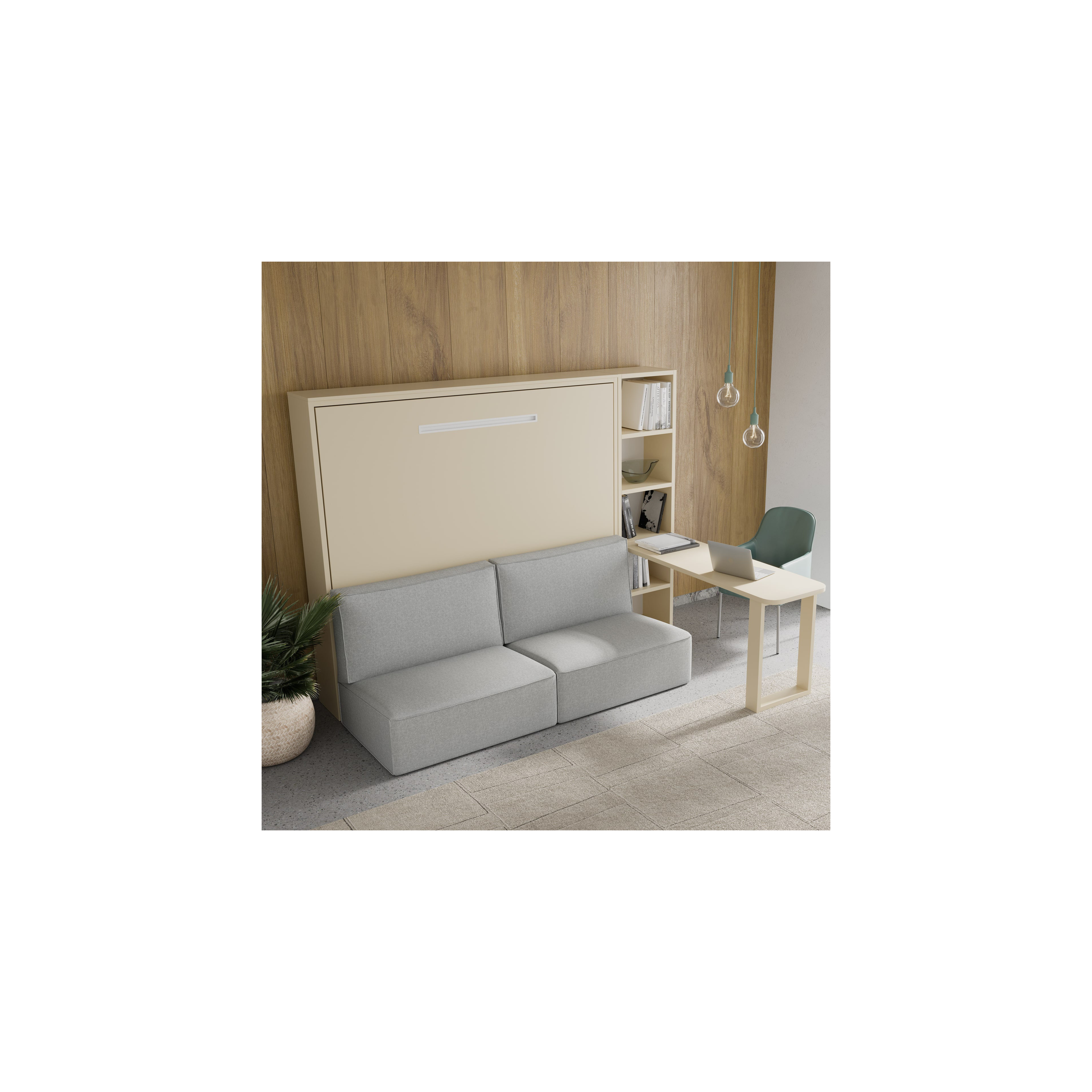 Biscarrosse, lit escamotable avec canapé - Horizontal Dimensions